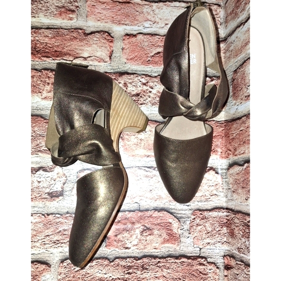 Eileen Fisher 'Mary' Twist Front Metallic Leather Wedge Pump - Bronze - Picture 5 of 16